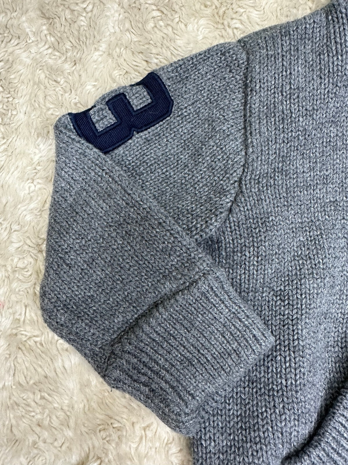 Ralph Lauren Big Pony grey full zip knit cardigan sweater 12M preppy old money
