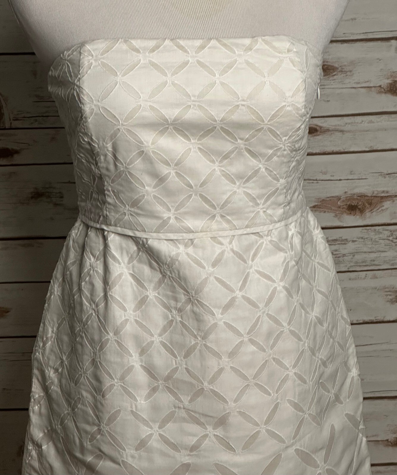 J.Crew ivory embroidered strapless 100% cotton fit & flare dress Size 6 bridal