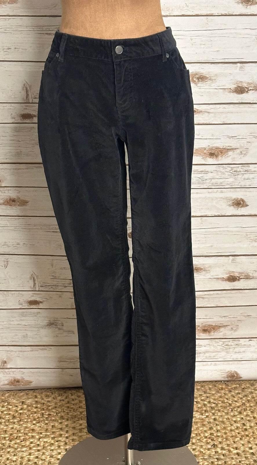 J.Jill Slim Leg black stretch corduroy pants Size 8P dark academia minimalist