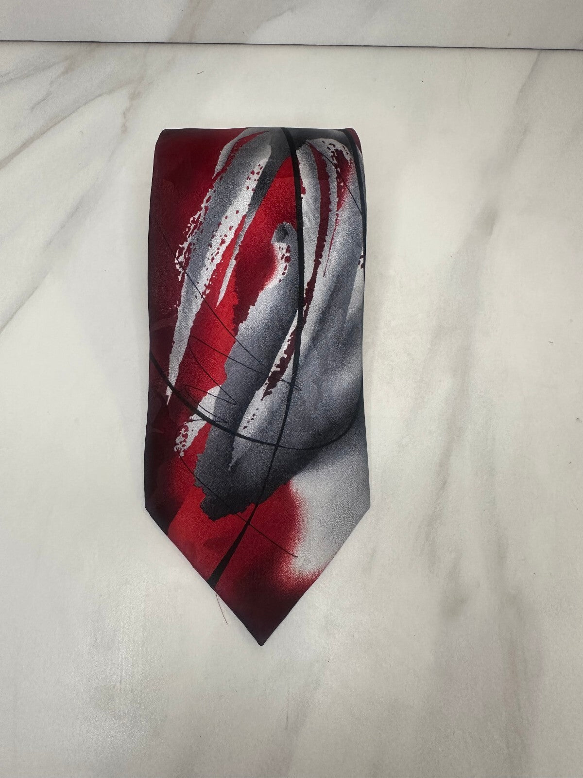 Vintage J. Garcia Nature Morte Collection 54 burgundy abstract 100% silk tie