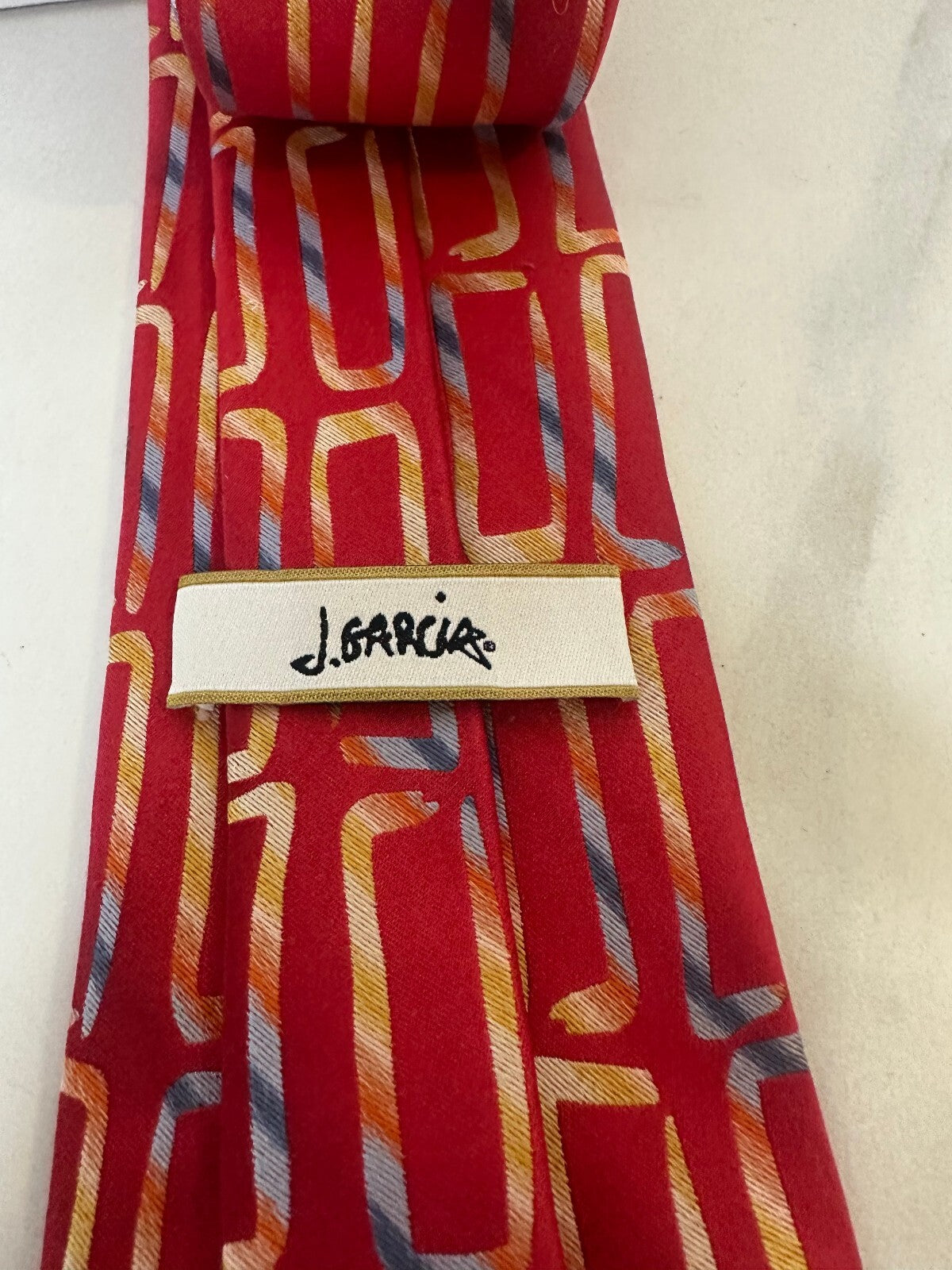 Vintage J. Garcia red gold Emerald City Anniversary Collection 100% silk tie