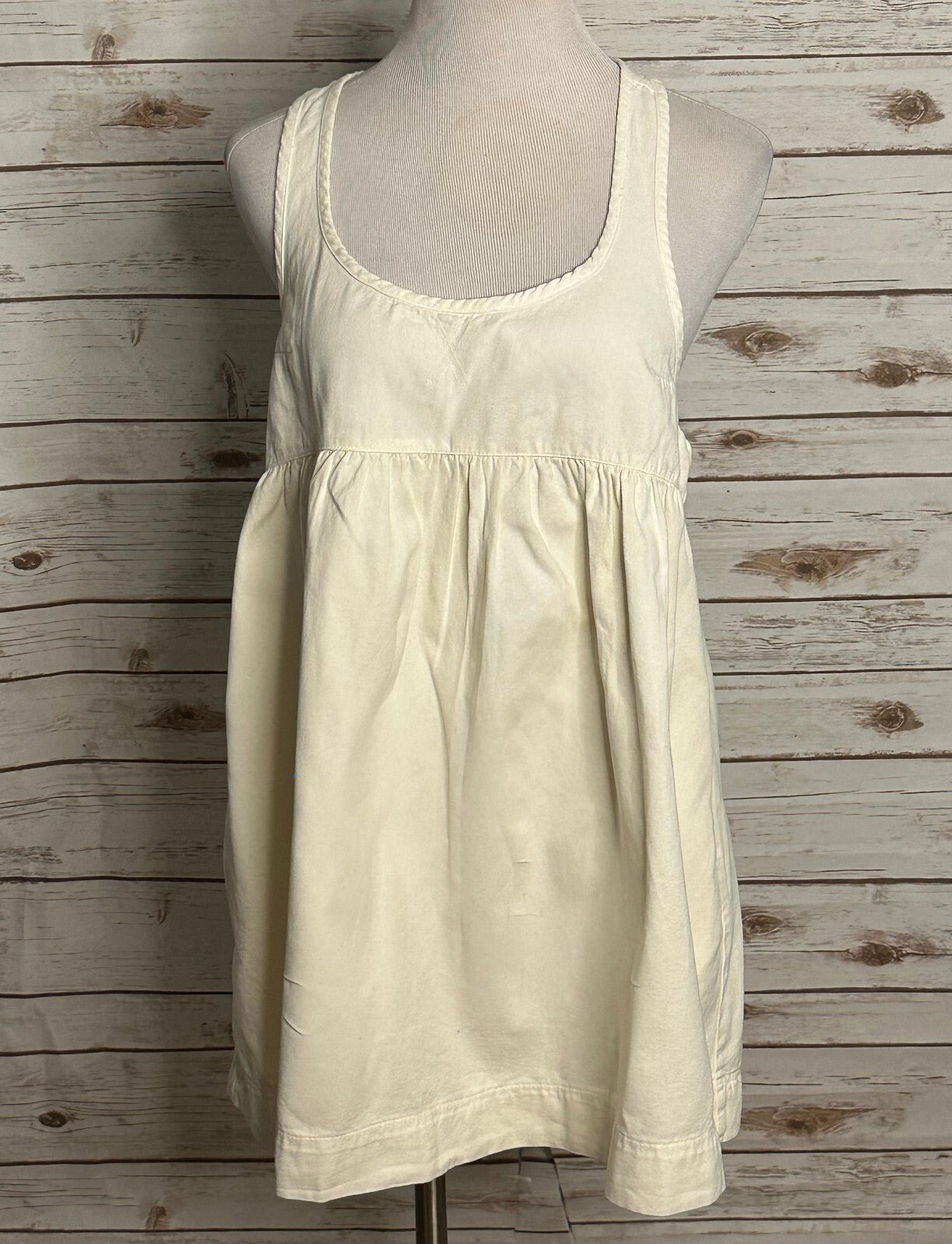 NWT Free People ivory 100% cotton racerback mini babydoll swing dress Med boho