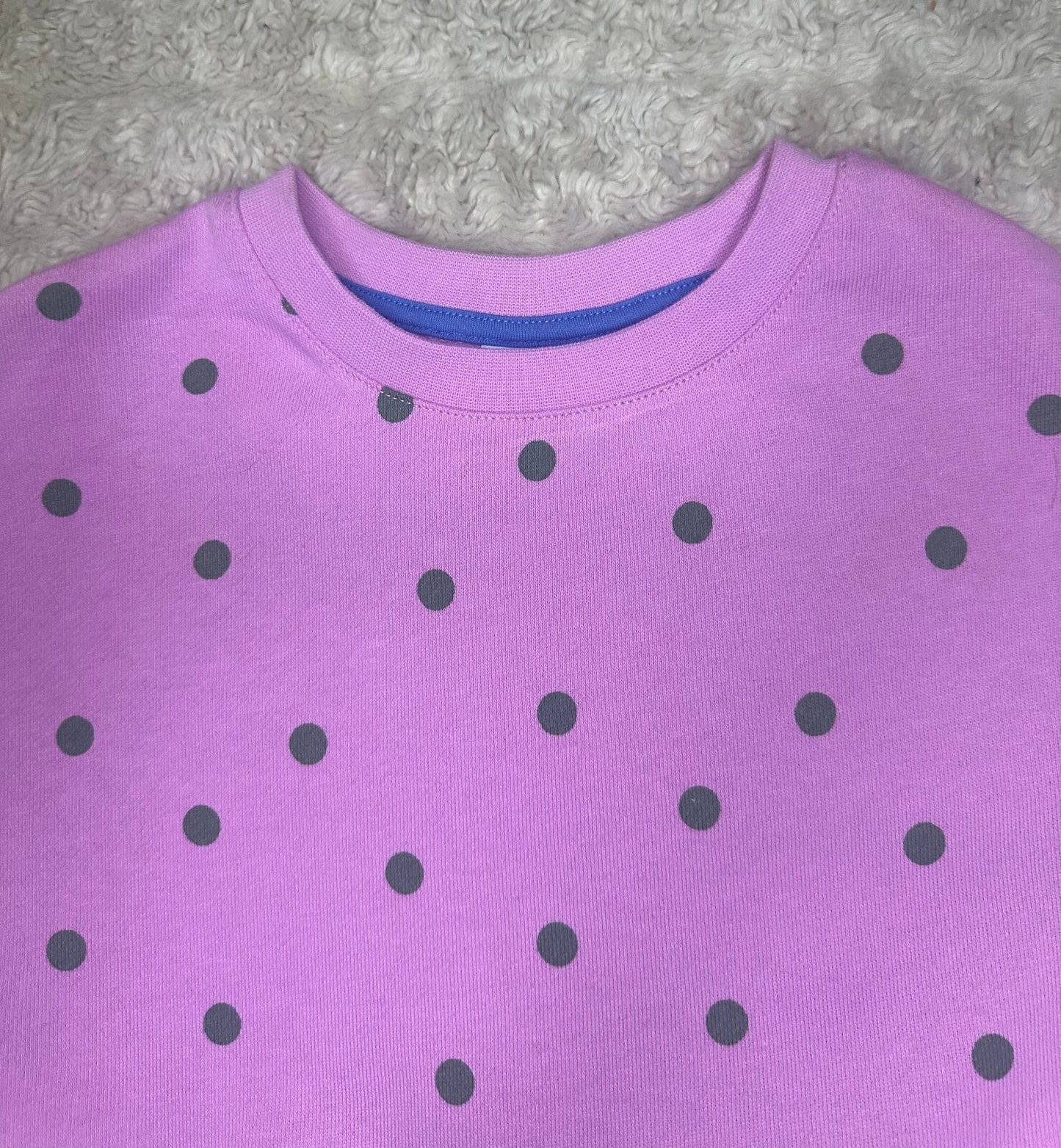 Mini Boden pink green polka long sleeve cotton knit sweatshirt twirl dress 3-4Y