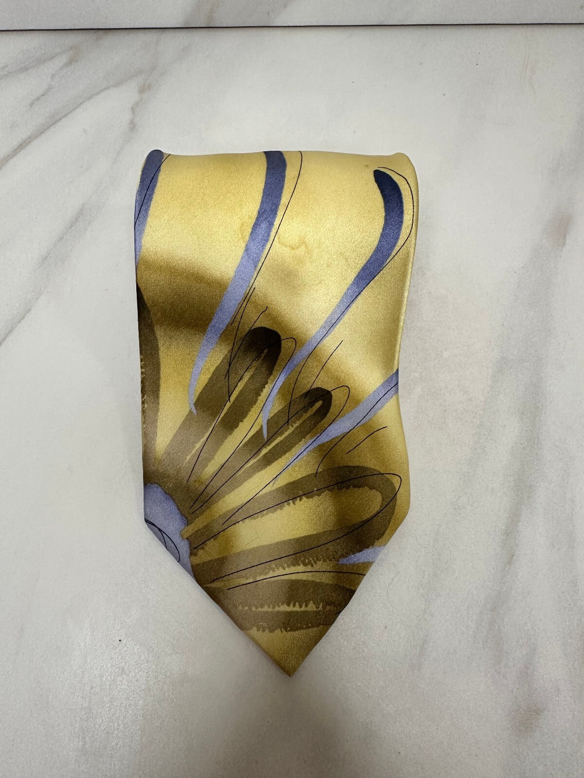Vintage J. Garcia Banyan Tree Collection 14 gold abstract 100% silk necktie