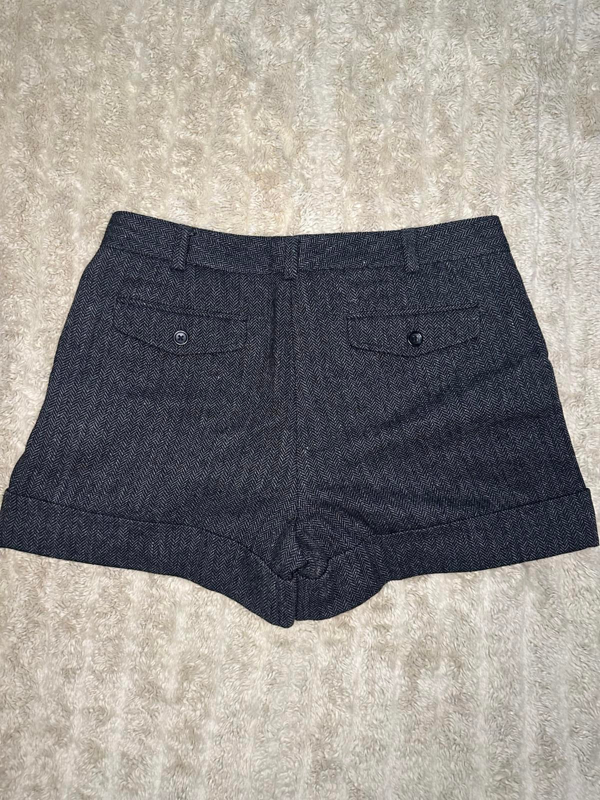 Lands' End Canvas classic black/grey herringbone wool-blend cuffed shorts Size 6