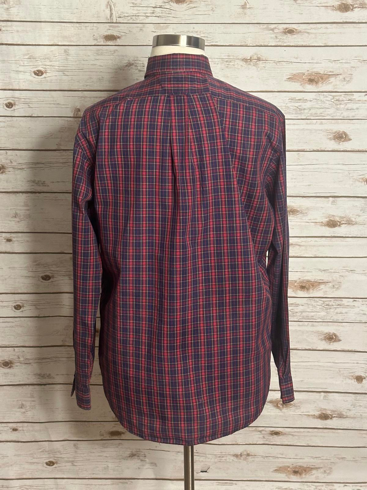 Ralph Lauren Classic Fit red/navy blue classic plaid button-down shirt Size XL