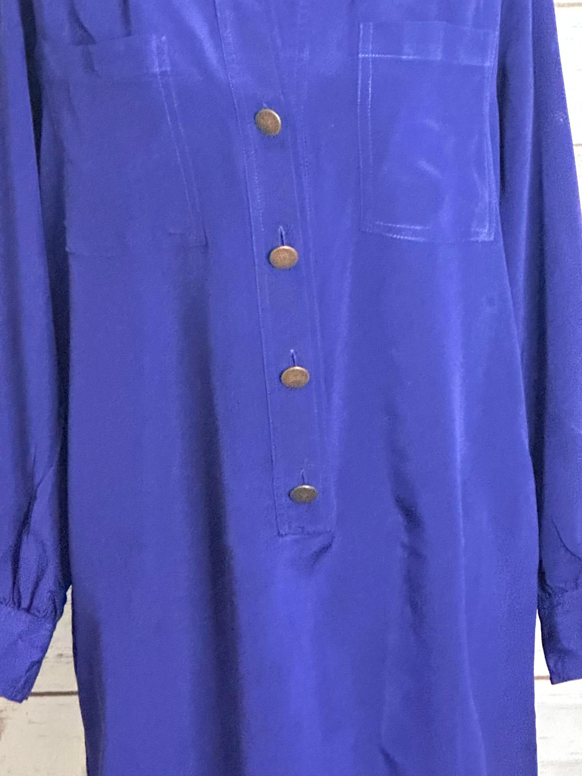 Anthropologie Hunter Dixon purple silk popover shirtdress Size Small