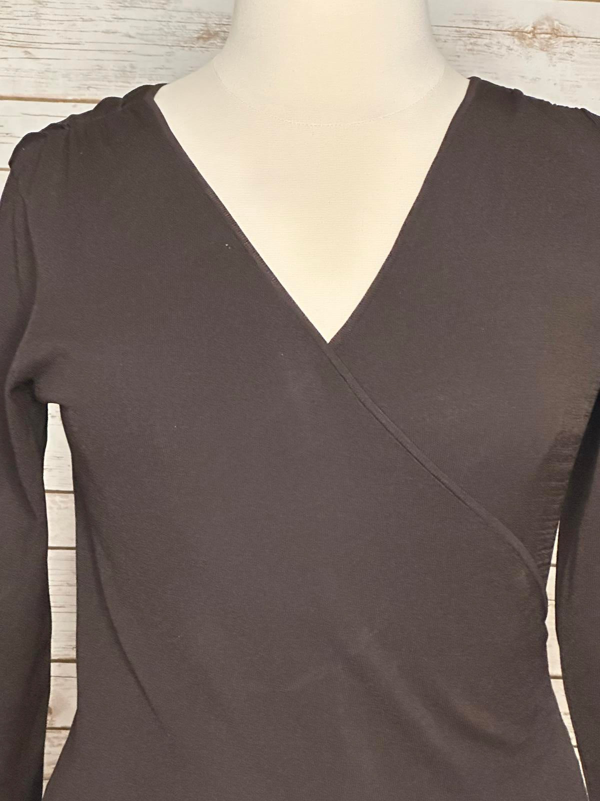 per se brown surplice wrap knit top Size XL