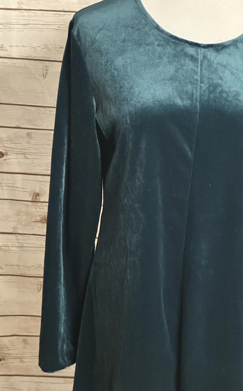 Vintage Spiegel long sleeve jewel-toned green velvet A-line dress Size 12