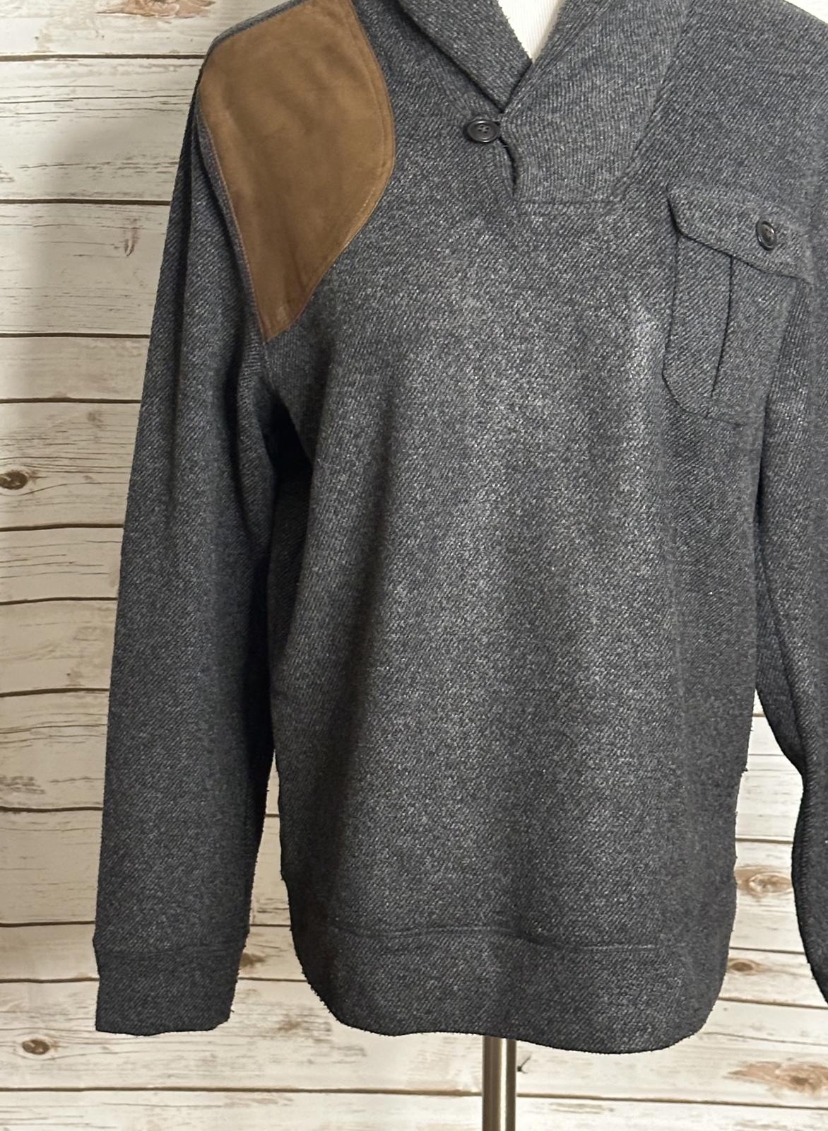 Tommy Hilfiger gray shawl collar fleece ribbed knit pullover sweater Size Medium