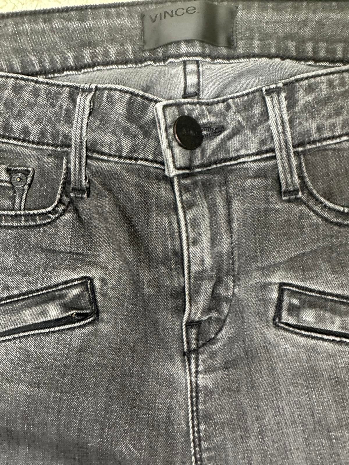 Vince mid-grey moto-style denim skinny jeans Size 30