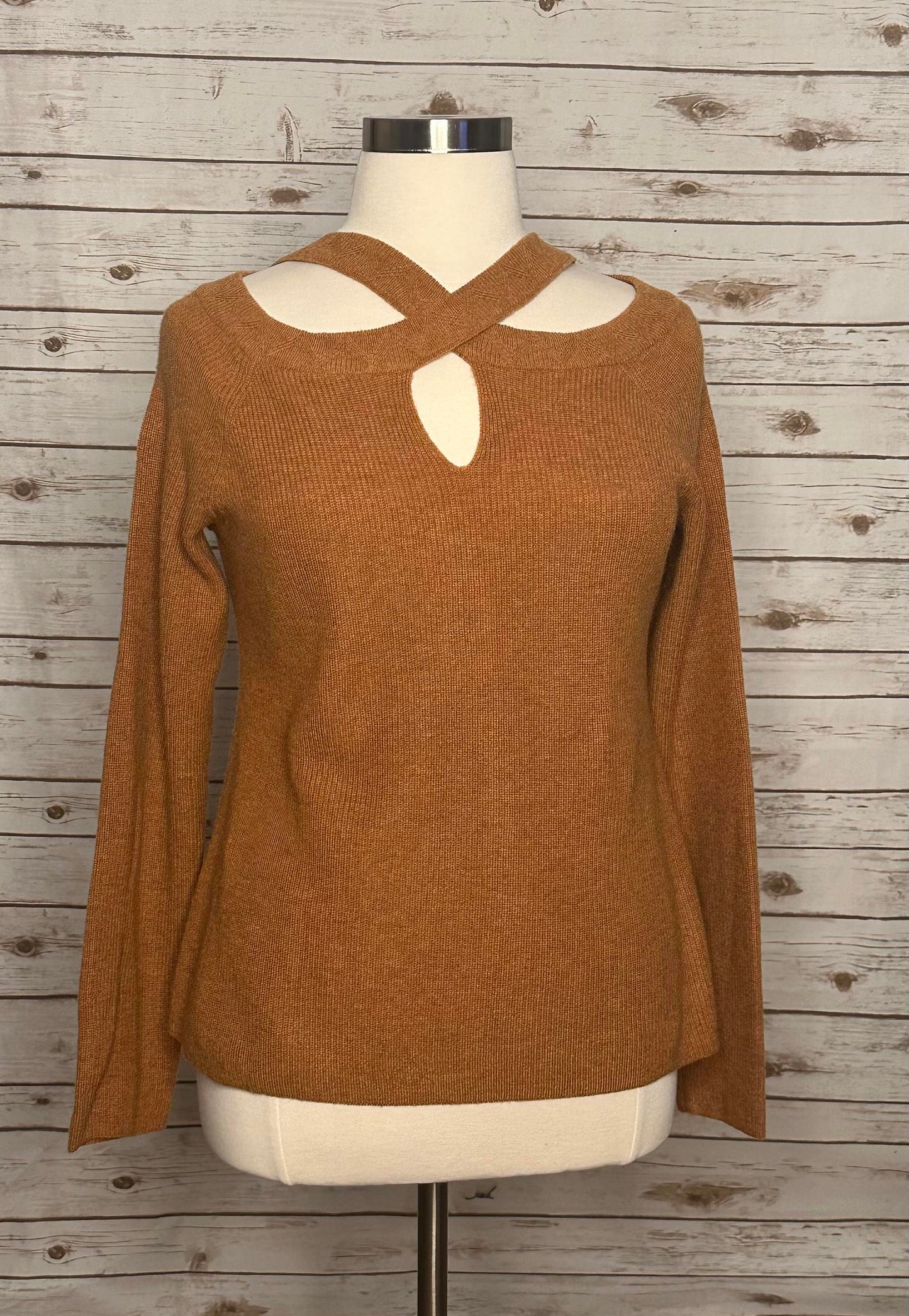 Soft Surroundings ribbed knit wool/alpaca blend cross neck sweater Size XL