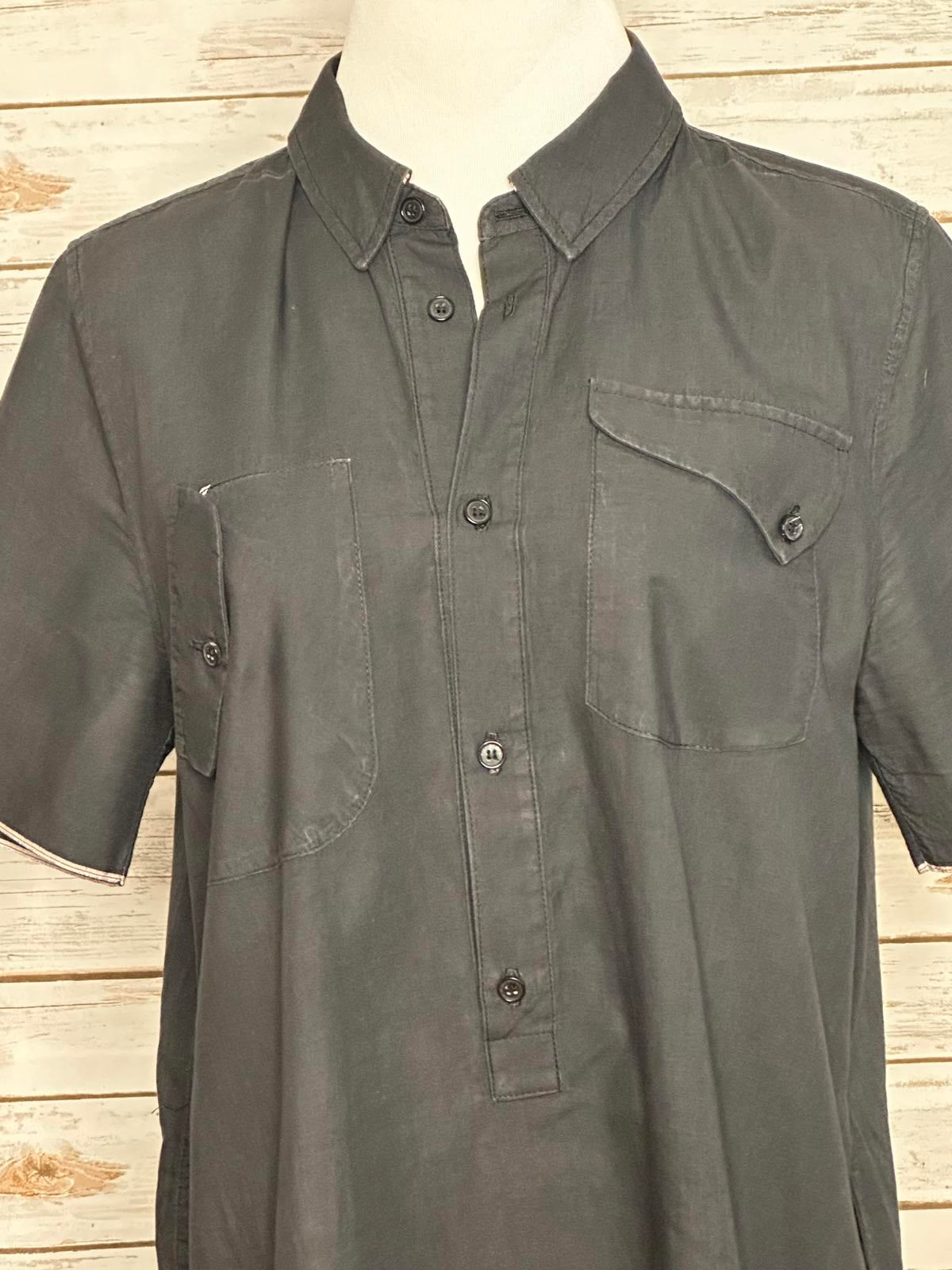 Billy Reid black minimalist lagenlook cotton popover midi shirt dress Size XS