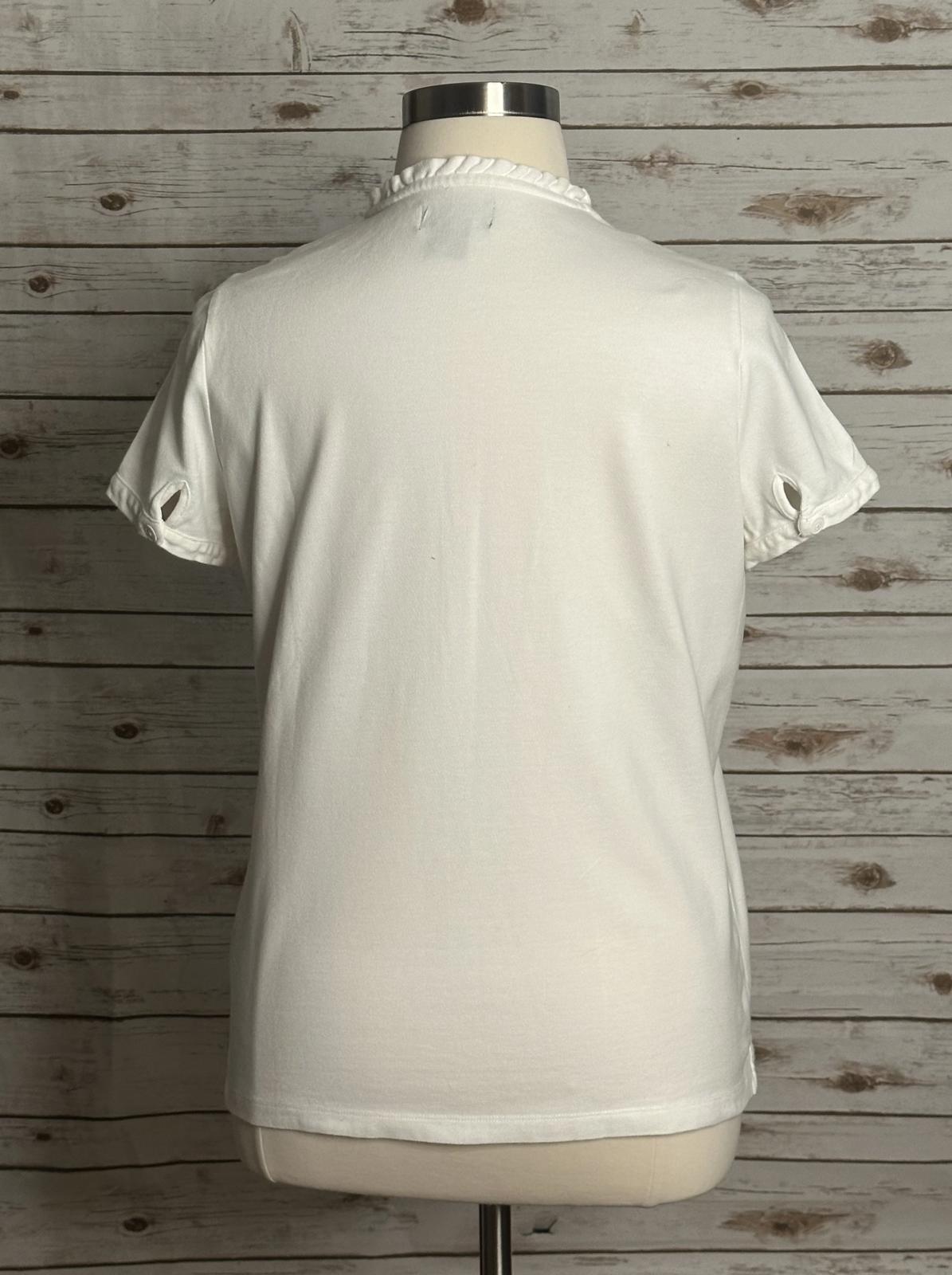 Vtg Polo Jeans Co white cotton short-sleeve ruffled collar polo shirt Size XL