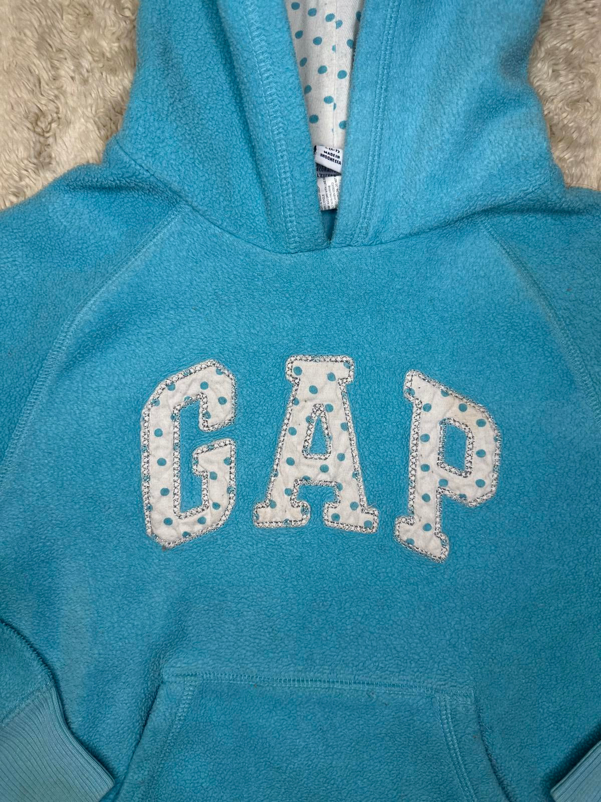 GAP classic turquoise puffed logo fleece pullover hoodie Size Small (6-7)