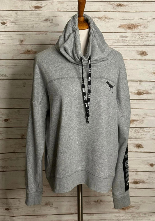 Victoria's Secret PINK sequin 'New York' cowl neck fleece sweatshirt Size Large