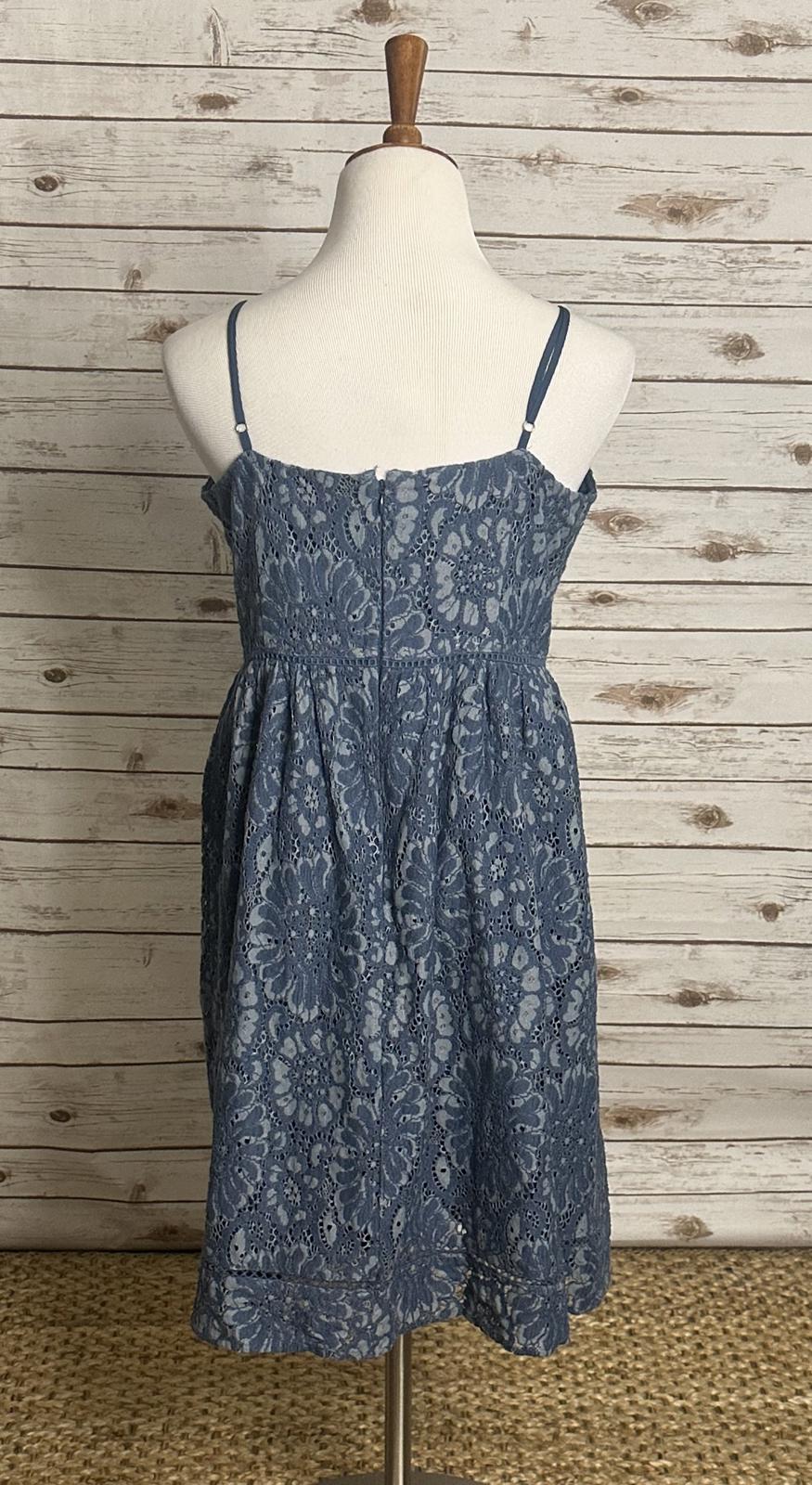 LOFT coquette perwinkle cotton-blend floral eyelet lace A-line dress Size 12P