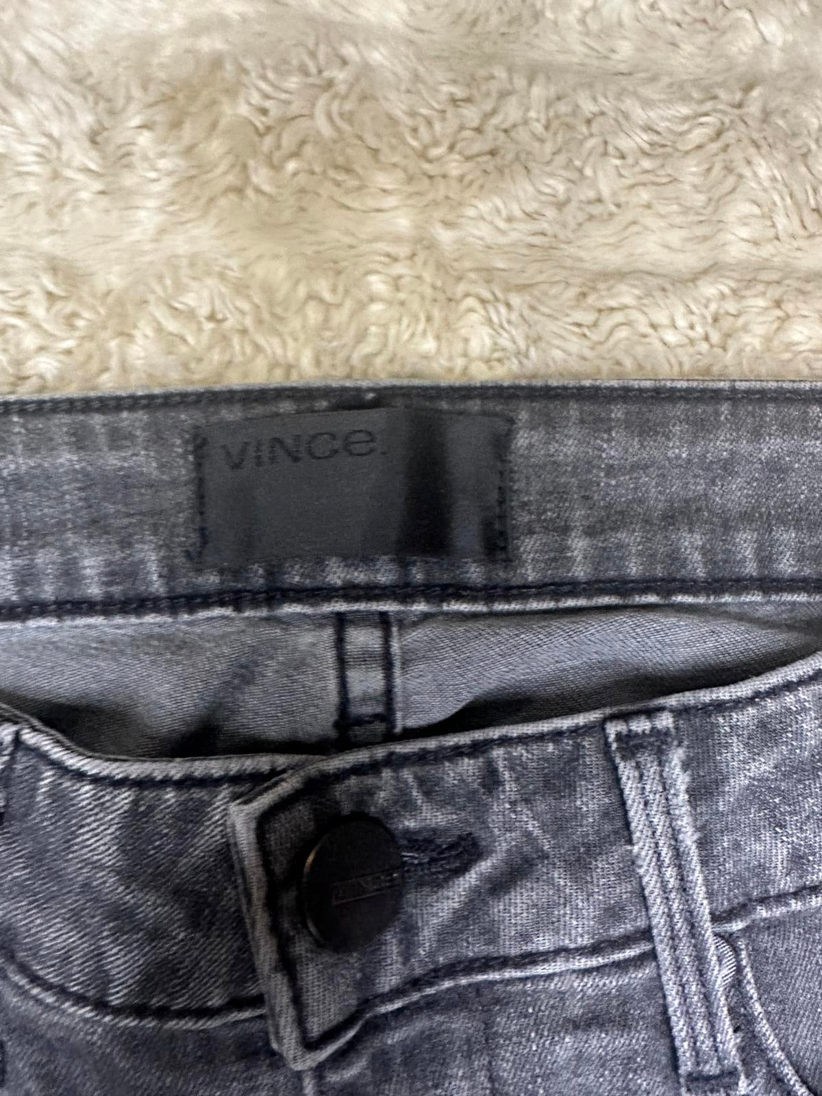 Vince mid-grey moto-style denim skinny jeans Size 30