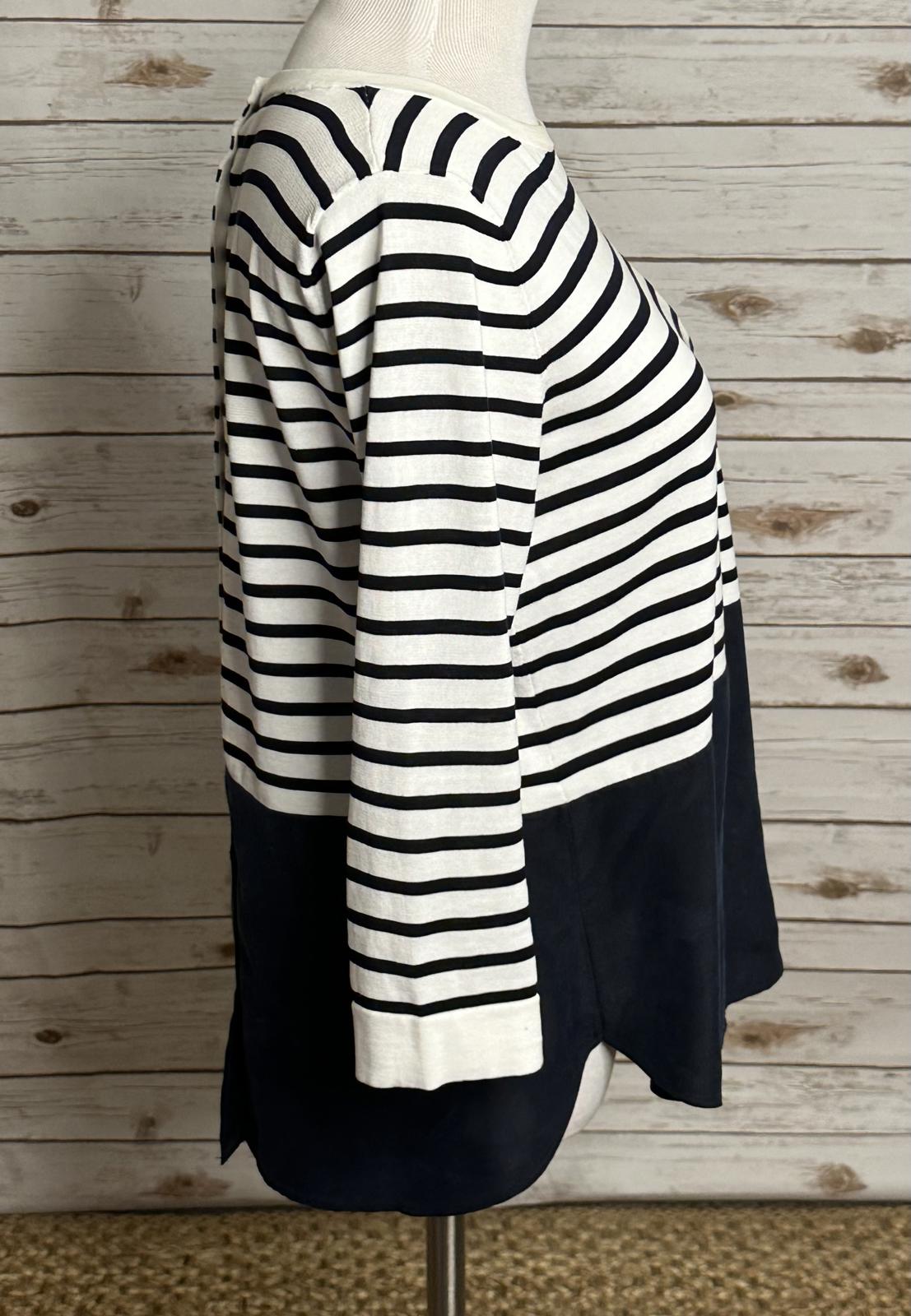 COS classic navy/white striped cotton/silk 3/4 length sleeve sweater Size Medium