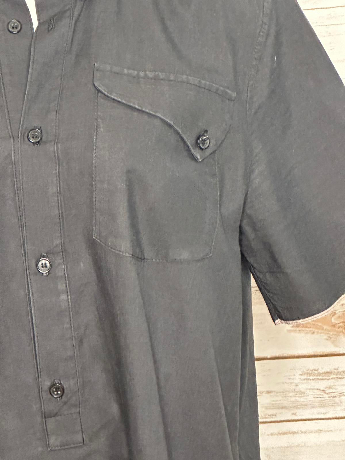 Billy Reid black minimalist lagenlook cotton popover midi shirt dress Size XS