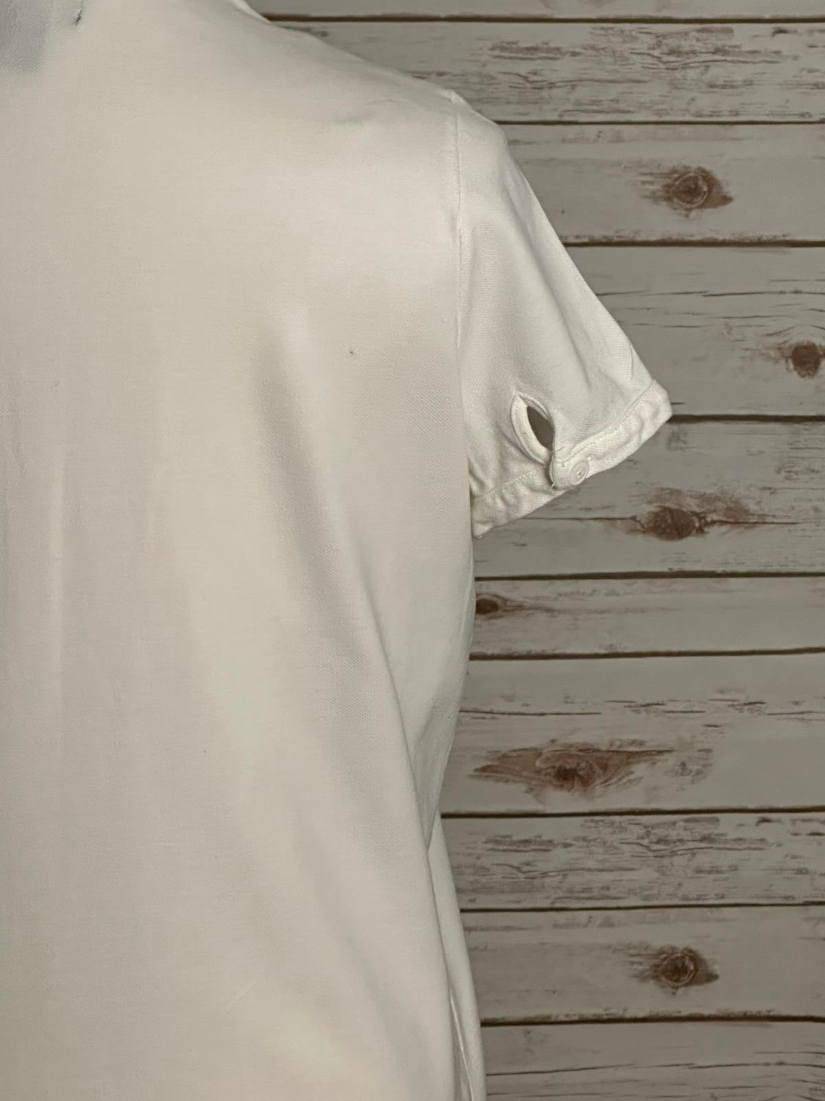 Vtg Polo Jeans Co white cotton short-sleeve ruffled collar polo shirt Size XL
