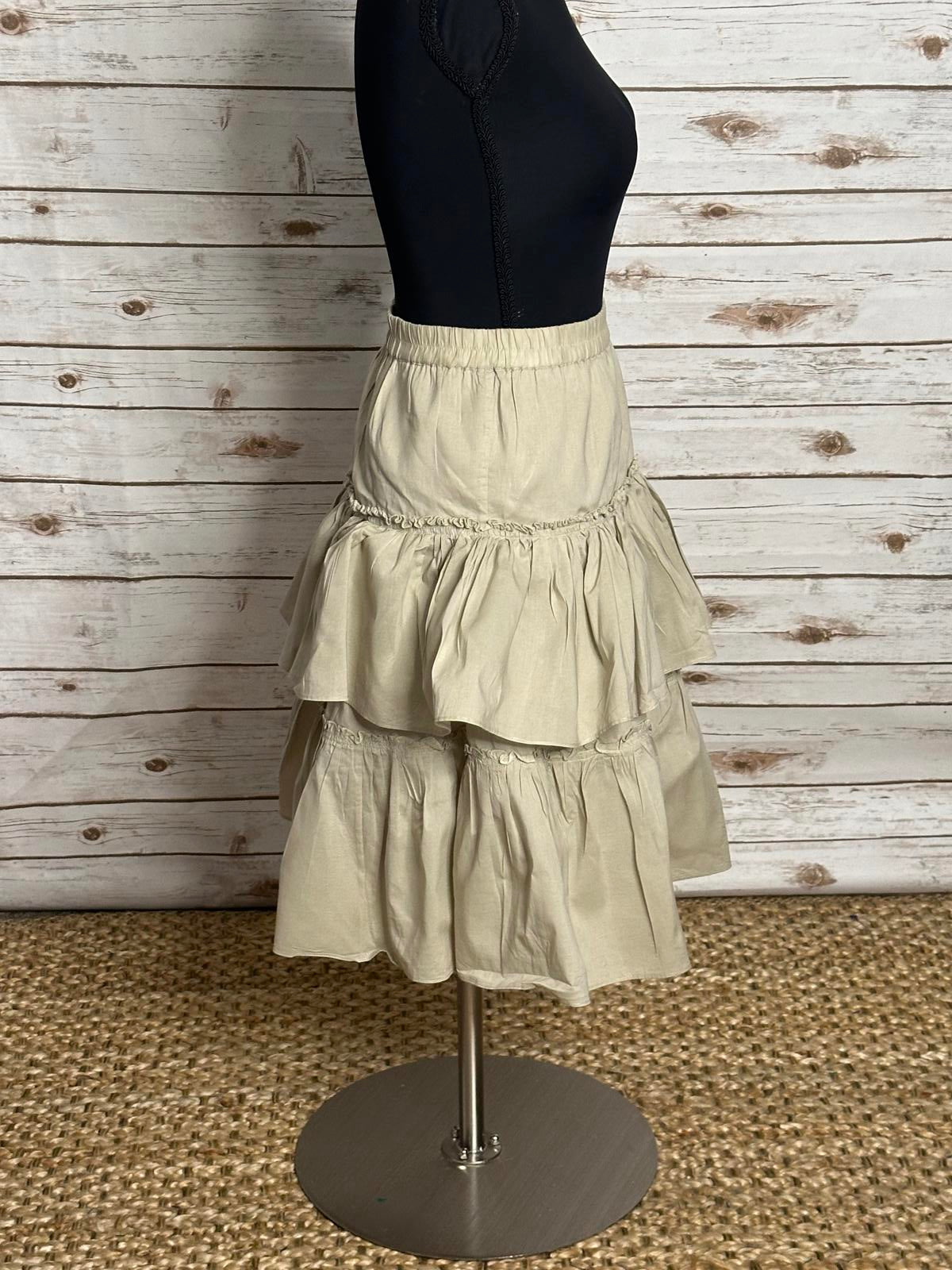 Michael Michael Kors casual tan cotton three-tiered ruffled skirt Size 4