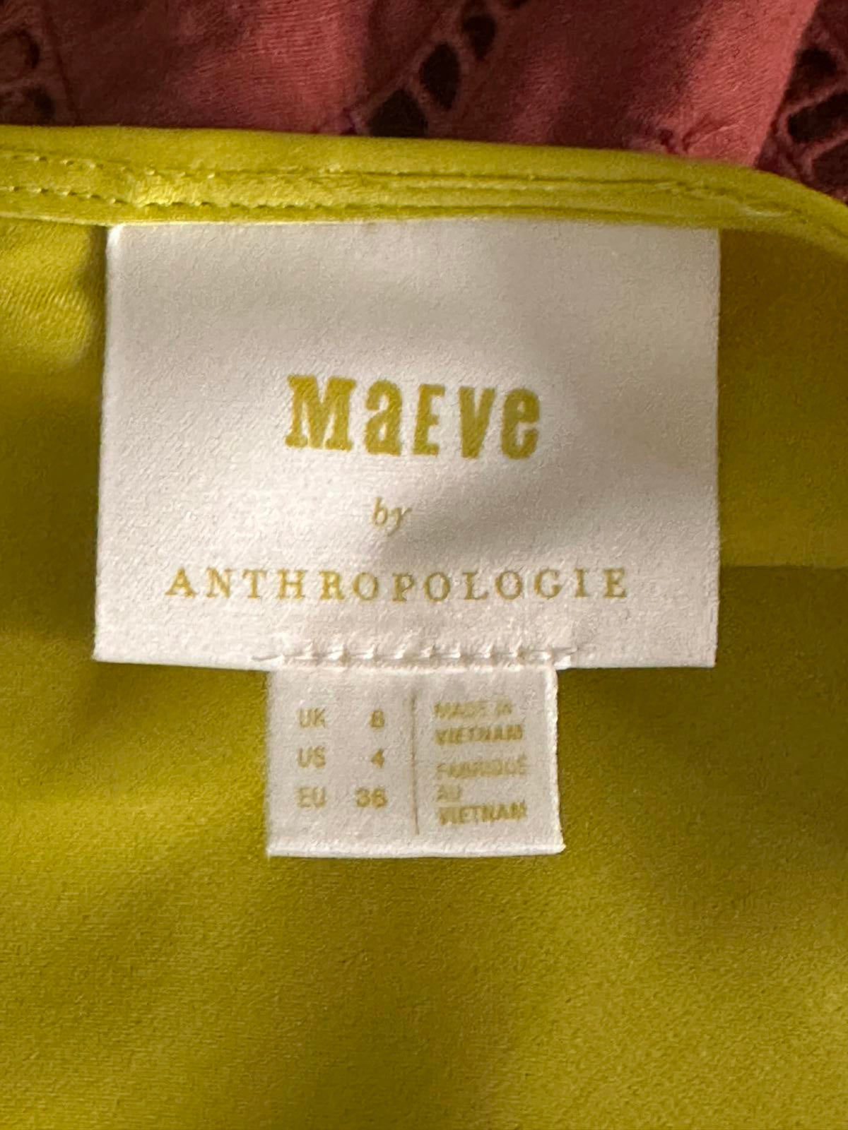 Maeve by Anthropologie Alida chartreuse satin cowl-neck sleeveless blouse Size 4