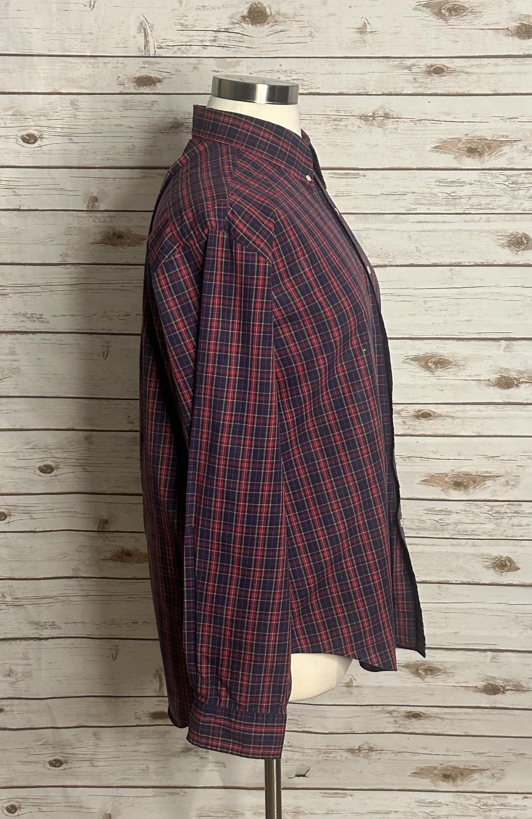 Ralph Lauren Classic Fit red/navy blue classic plaid button-down shirt Size XL