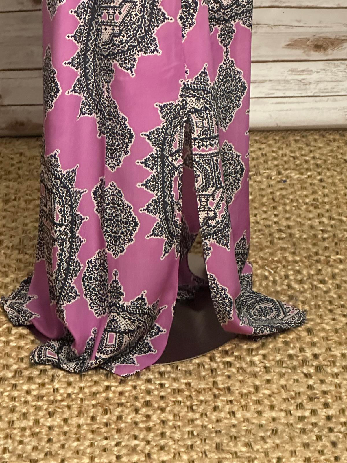 Anthropologie Maeve Annas boho purple flowy silk chiffon maxi dress Size XS