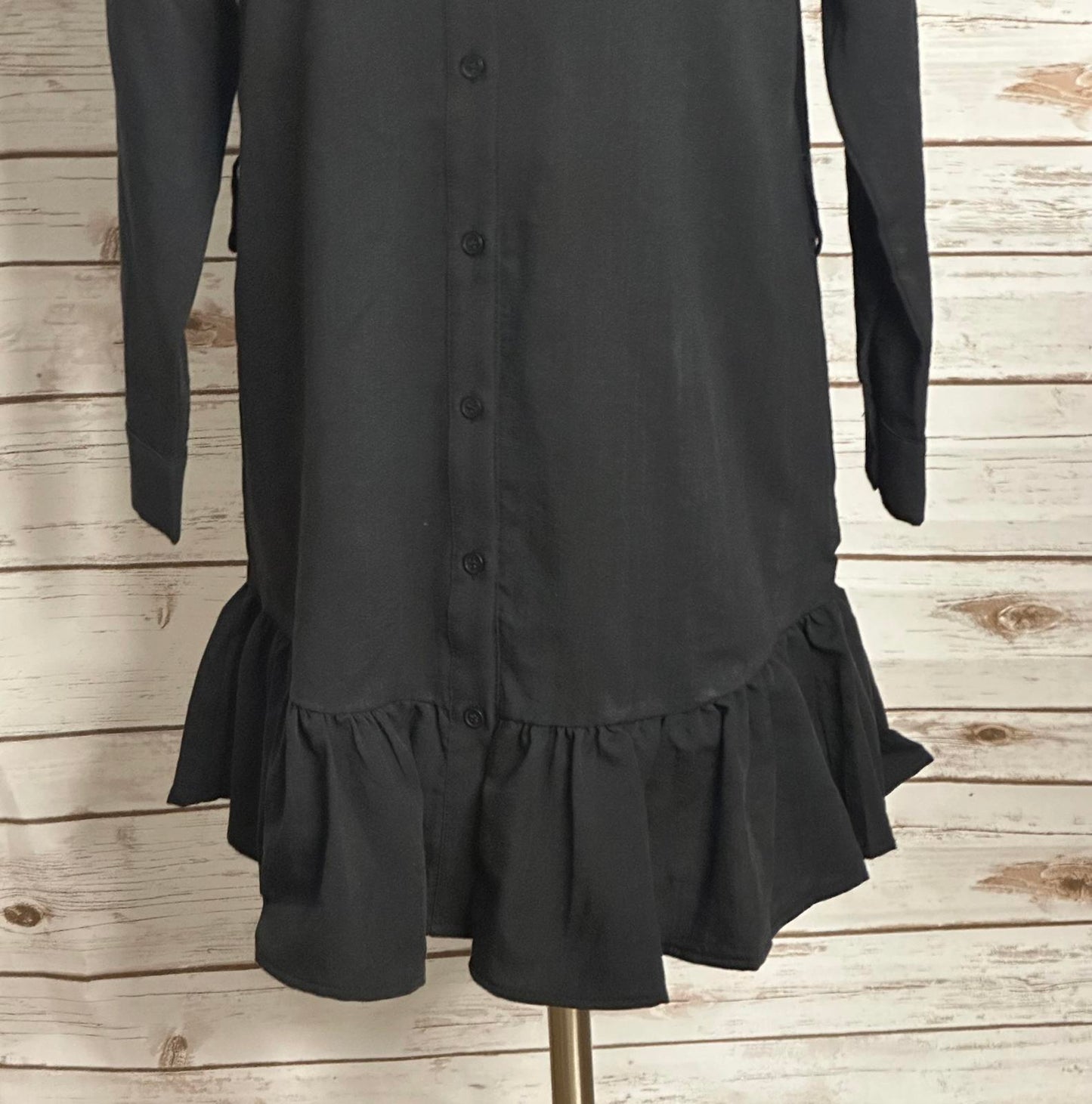 Fashion Nova black ruffled up mini shirt dress Size XS