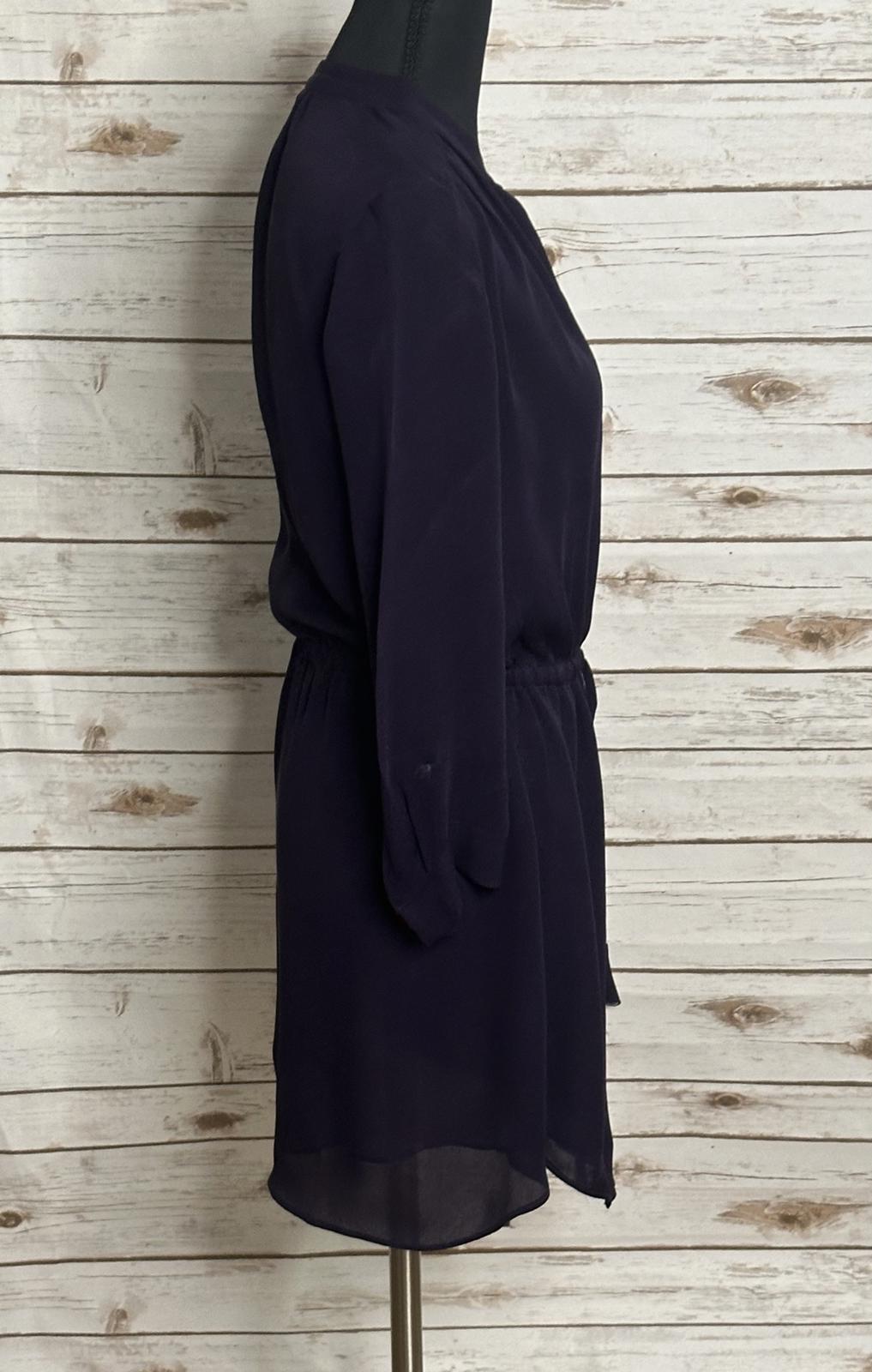 Aritzia Babaton Bennett purple silk drawstring waist shirt mini dress Size XS