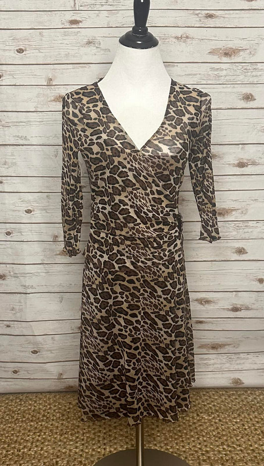 BCBG MaxAzria Y2K mob wife Michael animal-print mesh wrap dress Size XS
