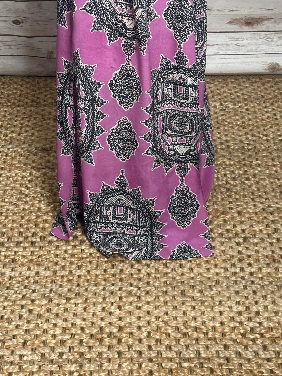 Anthropologie Maeve Annas boho purple flowy silk chiffon maxi dress Size XS