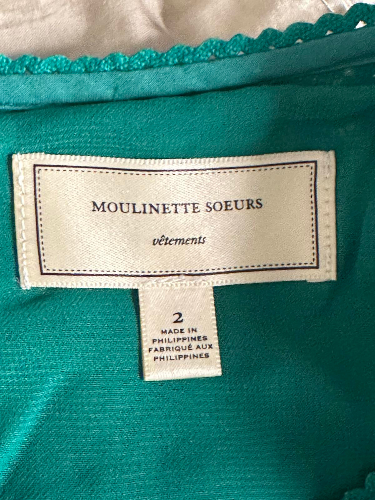 Anthropologie Moulinette Soeurs kelly green floral lace peplum blouse Size 2