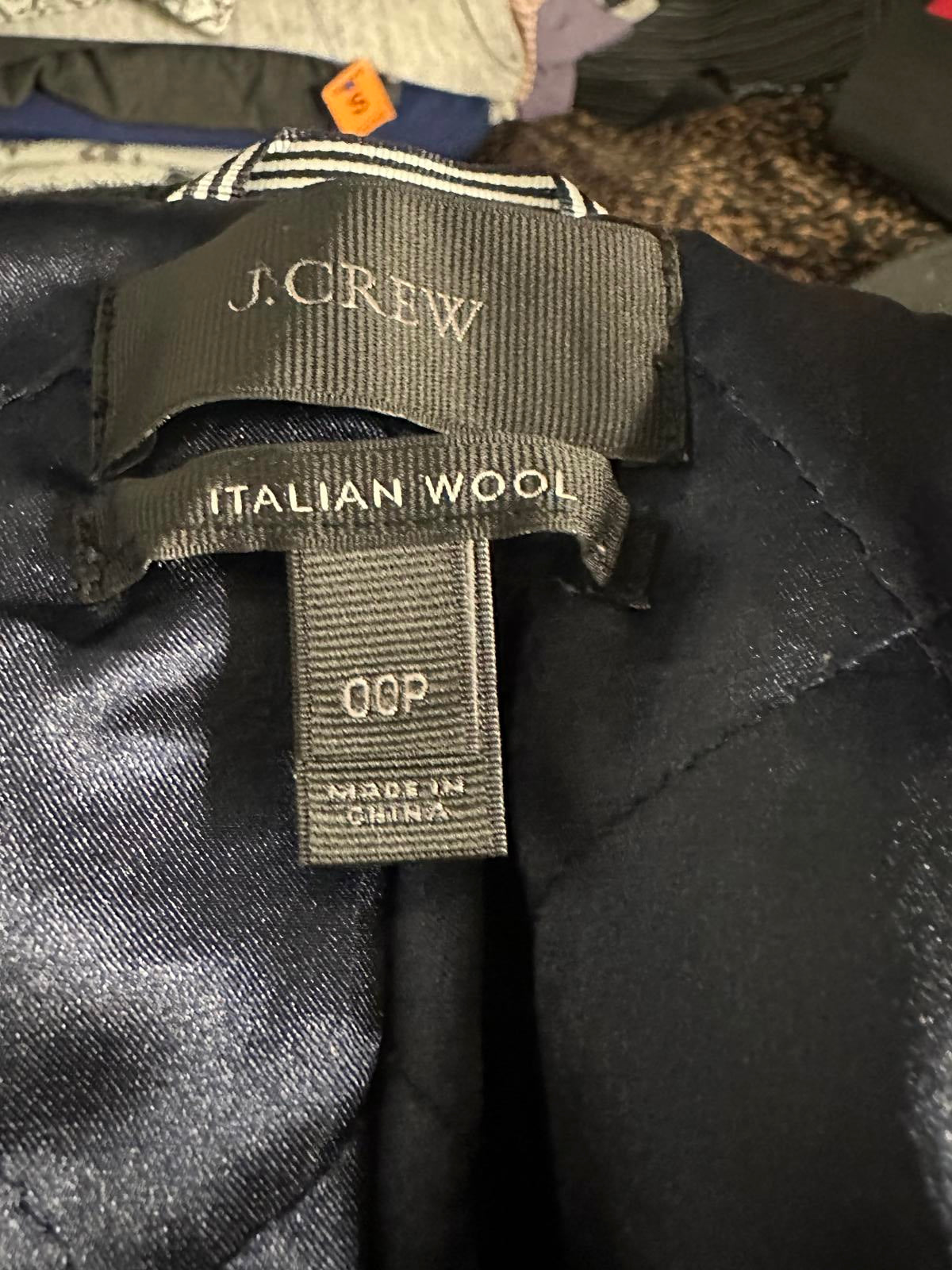 J.Crew black/white Italian wool speckled boucle Lodge coat Size 00P
