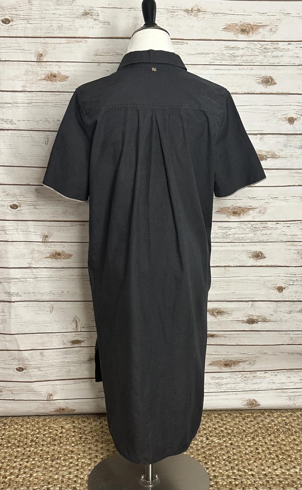 Billy Reid black minimalist lagenlook cotton popover midi shirt dress Size XS