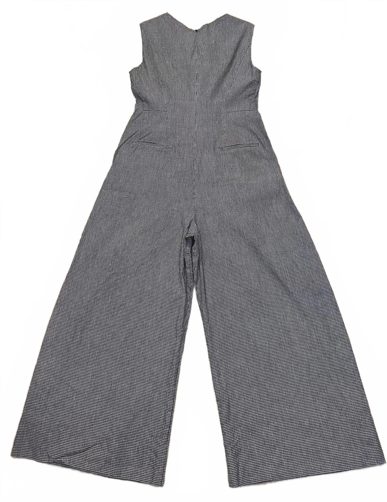 M.M. Lafleur black/white gingham linen-blend Demi wide leg jumpsuit Size 8
