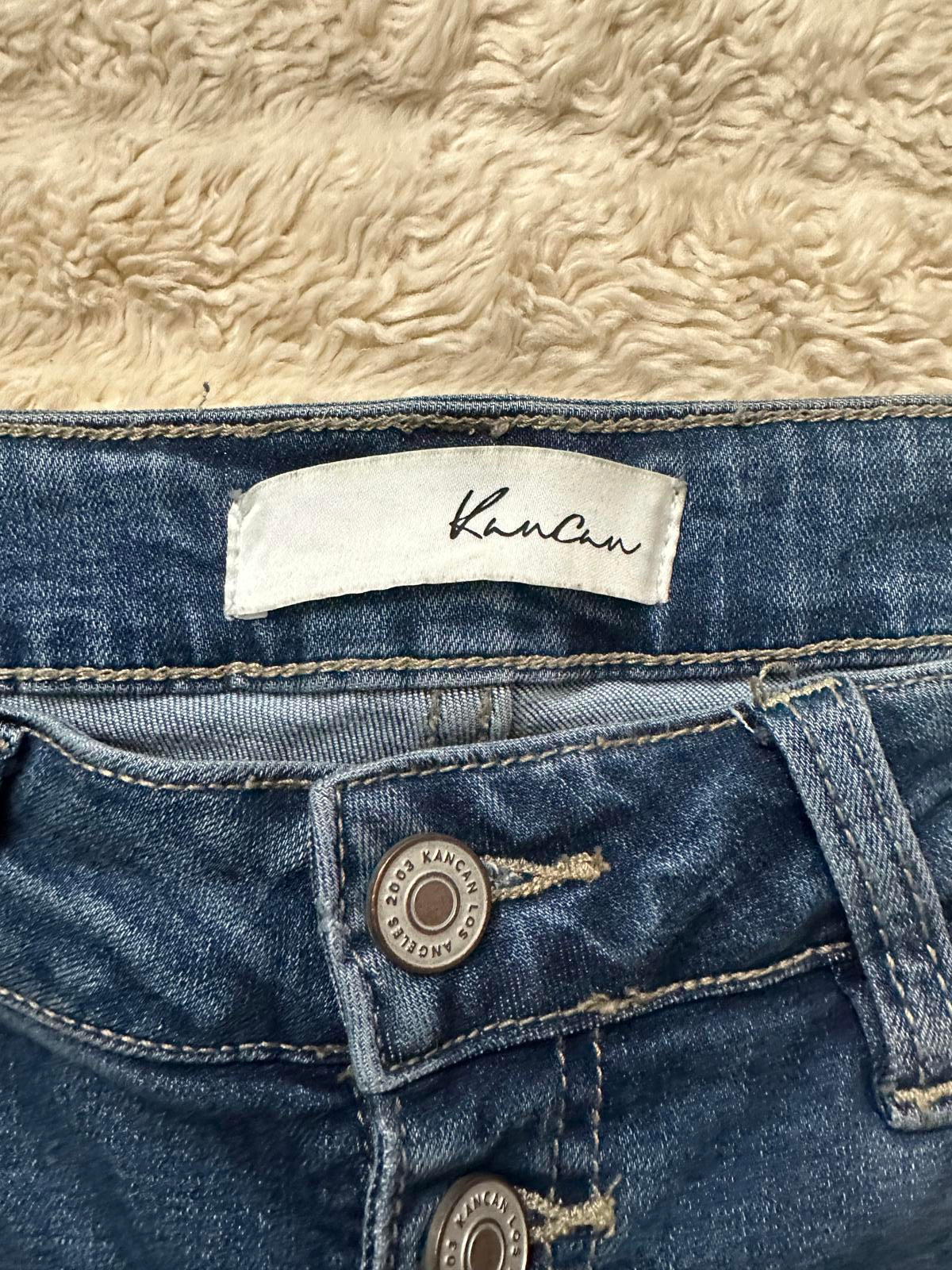 KanCan medium wash high-rise button fly cropped jeans Size 31