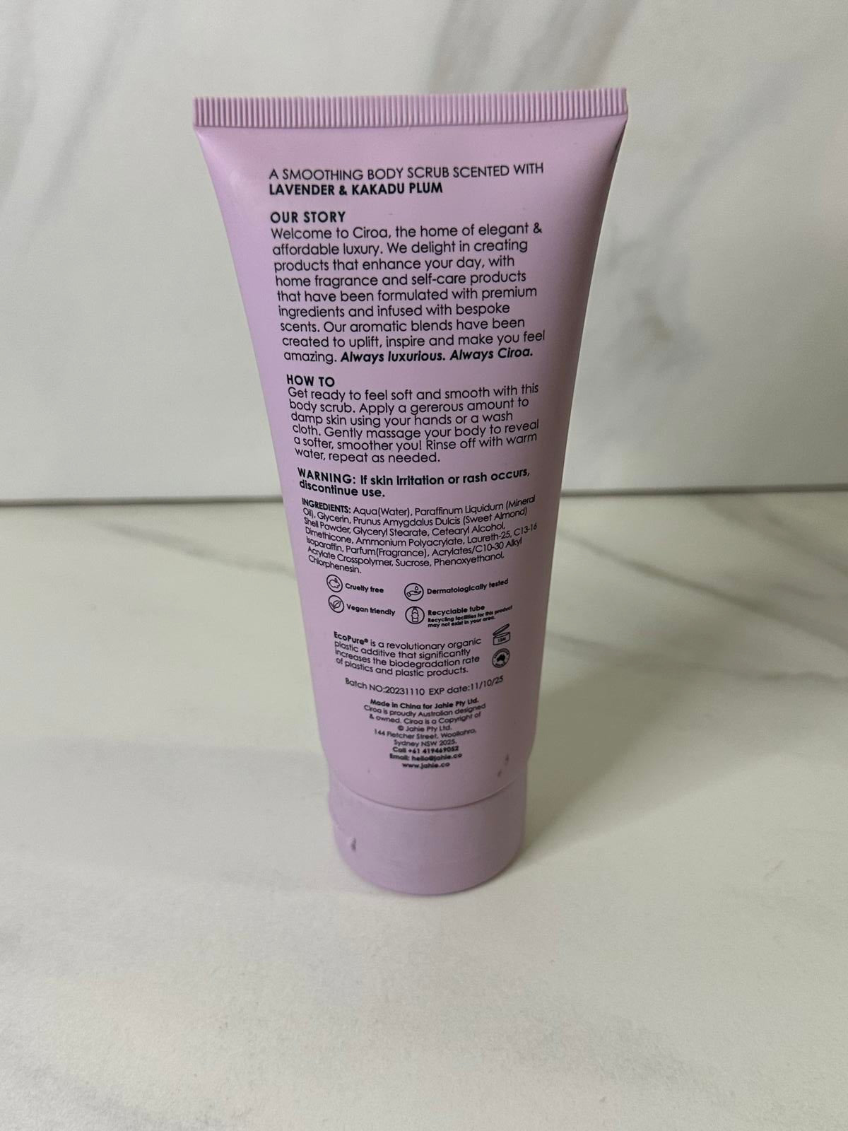 Ciroa Lavender & Kakadu Plum body scrub (Relax & Nourish)