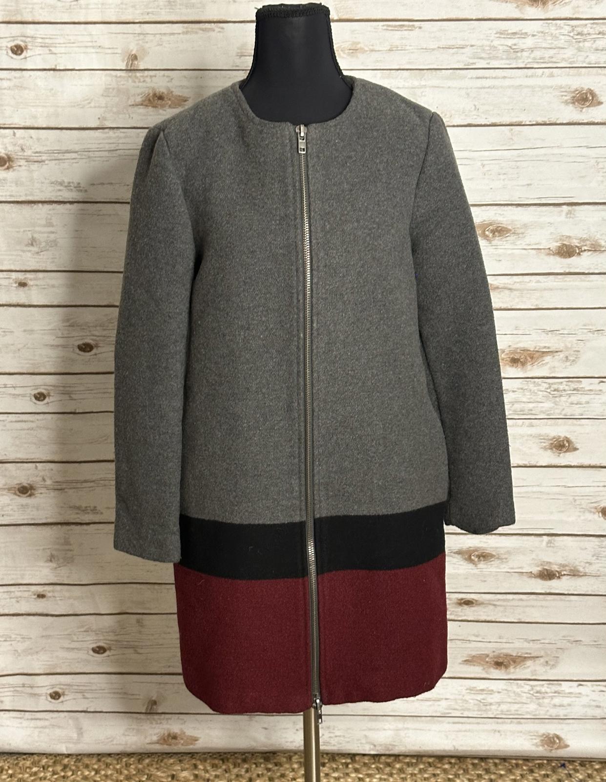 cupcakes and cashmere Carey colorblock wool-blend full zip overcoat Size XS