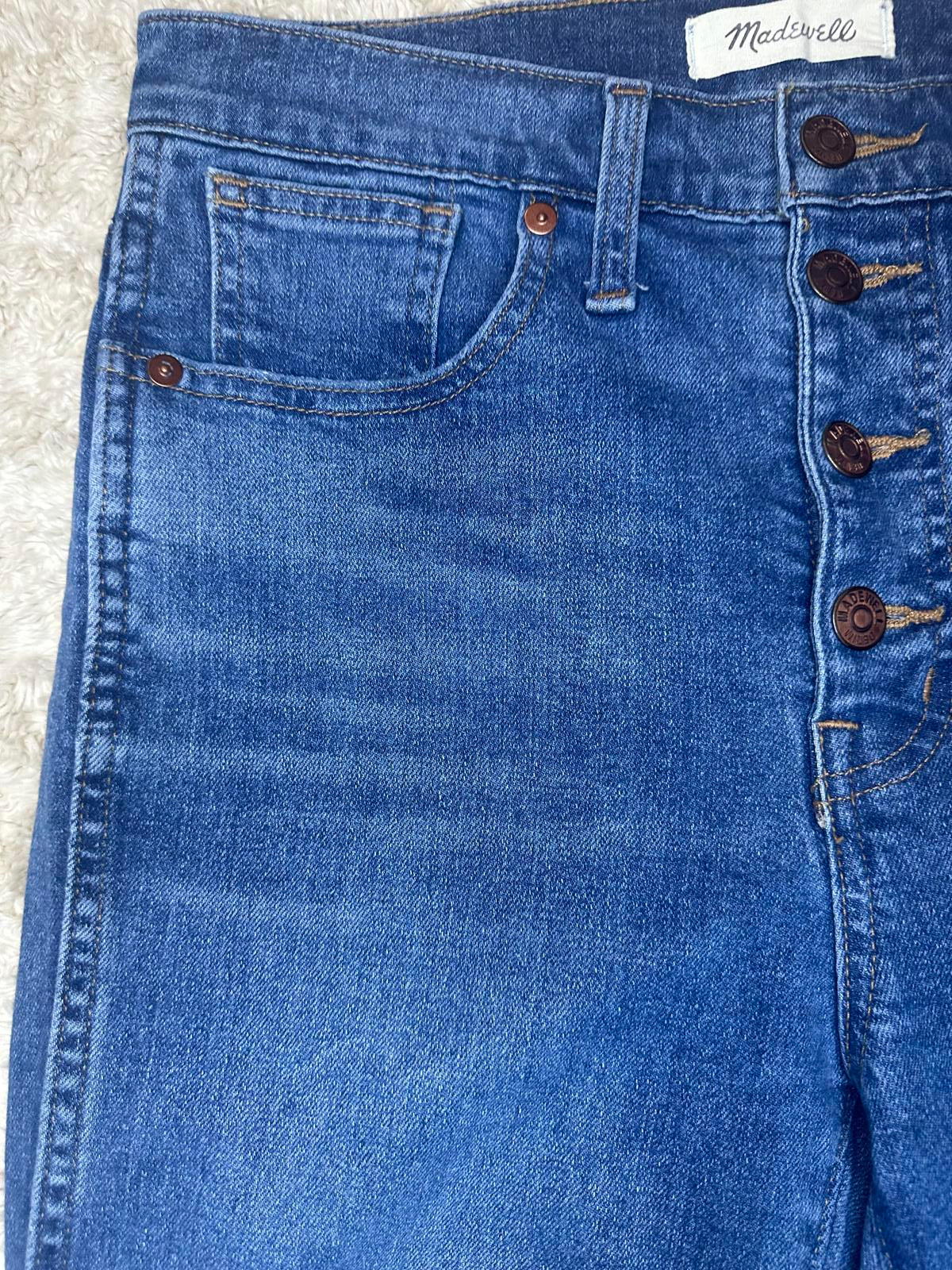 Madewell TENCEL medium wash 10" High-Rise button-front skinny jeans Size 28