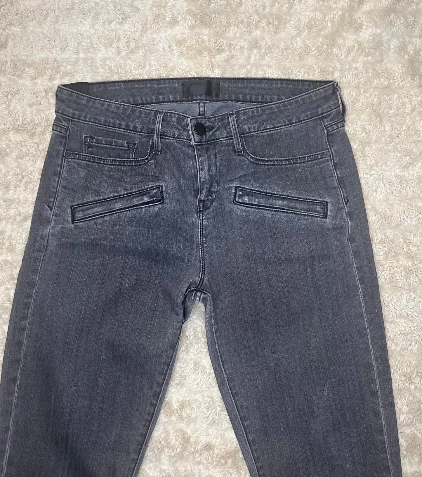 Vince mid-grey moto-style denim skinny jeans Size 30