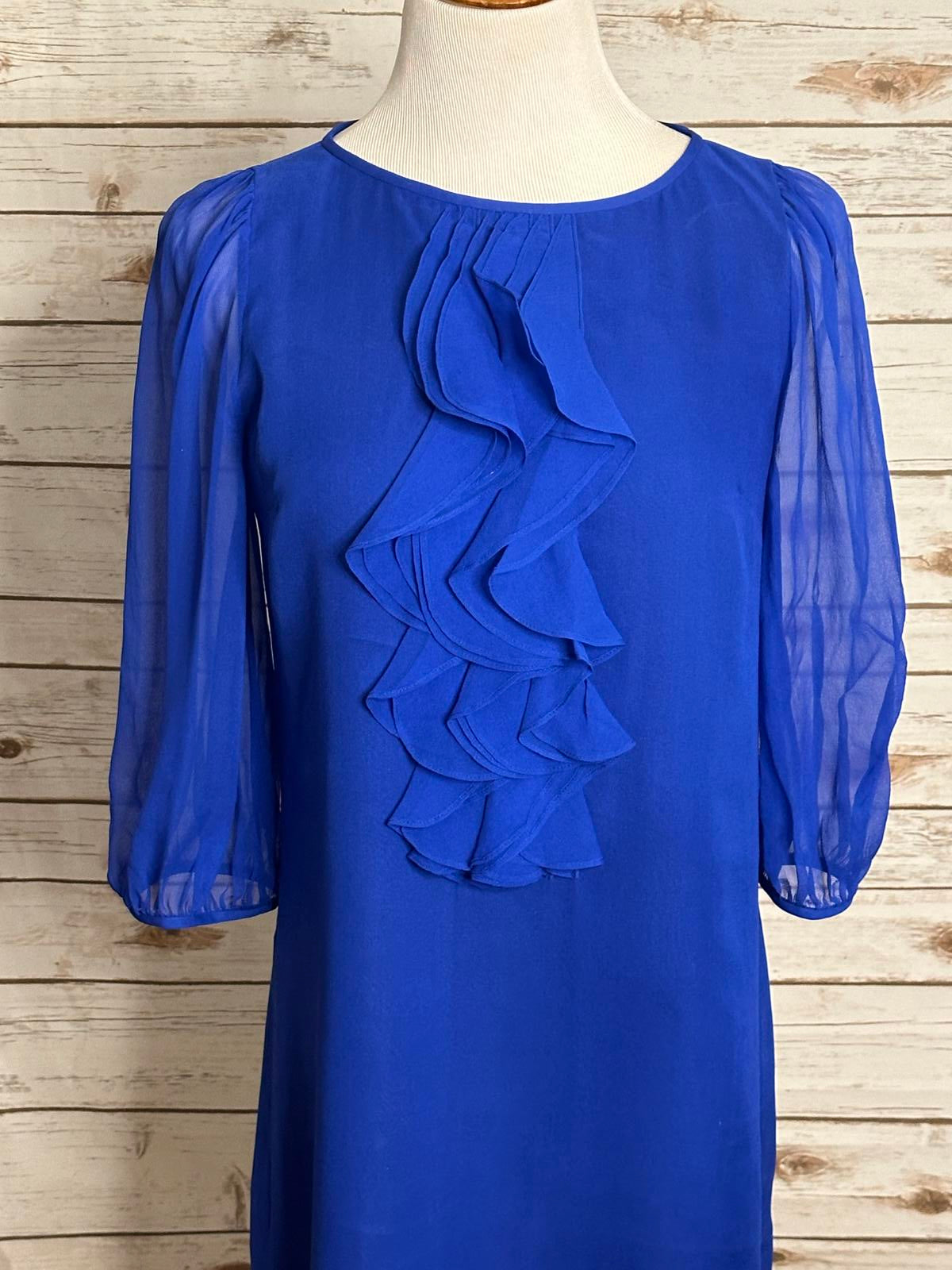 tibi elegant royal blue silk mini shift cocktail dress Size 6