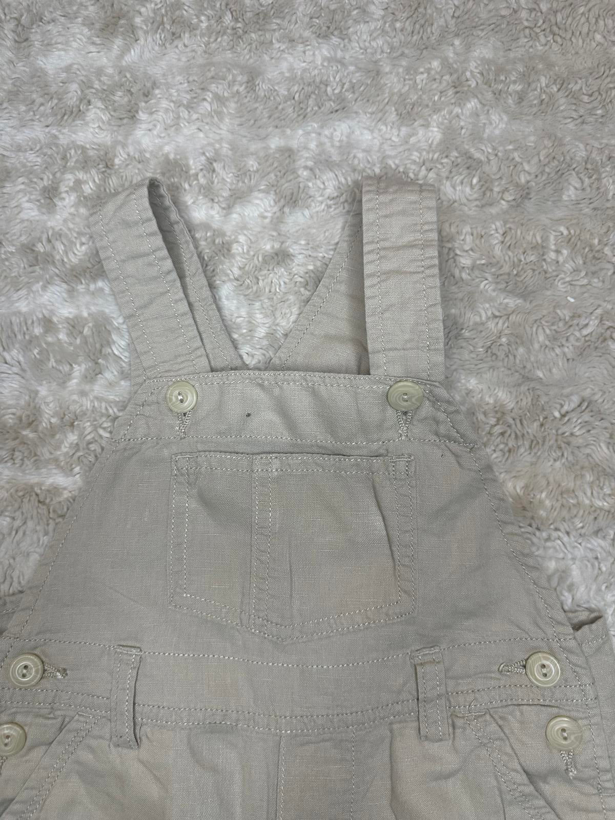 babyGAP utility tan linen/cotton bib-style cargo overalls Size 18-24M