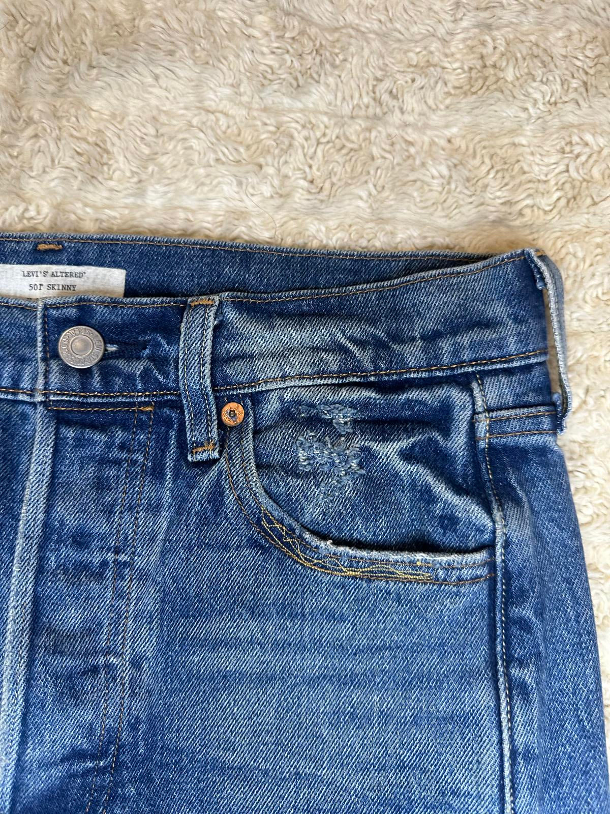 Levi's Altered upcycled stone-washed distressed 501 Skinny jeans Size 26x28