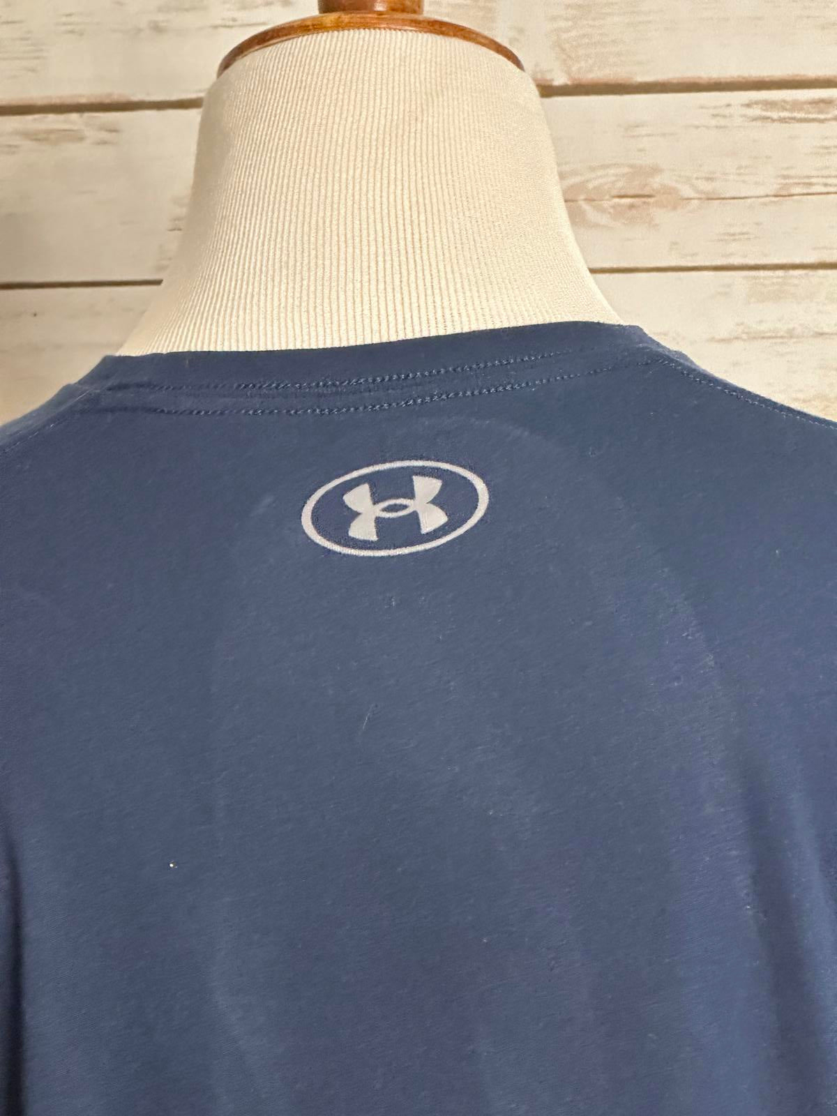Under Armour Heatgear activewear navy cotton short sleeve t-shirt Size Large